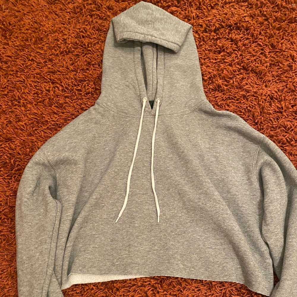 Grey hooded crop jacket